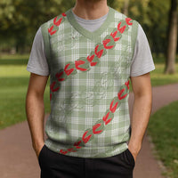 Omaomao Aloha Hawaii Christmas Knitted V-Neck Vest Rosebud Lei With Palaka Motif - Polynesian Pride