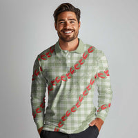 Omaomao Aloha Hawaii Long Sleeve Polo Shirt Rosebud Lei With Palaka Motif - Polynesian Pride