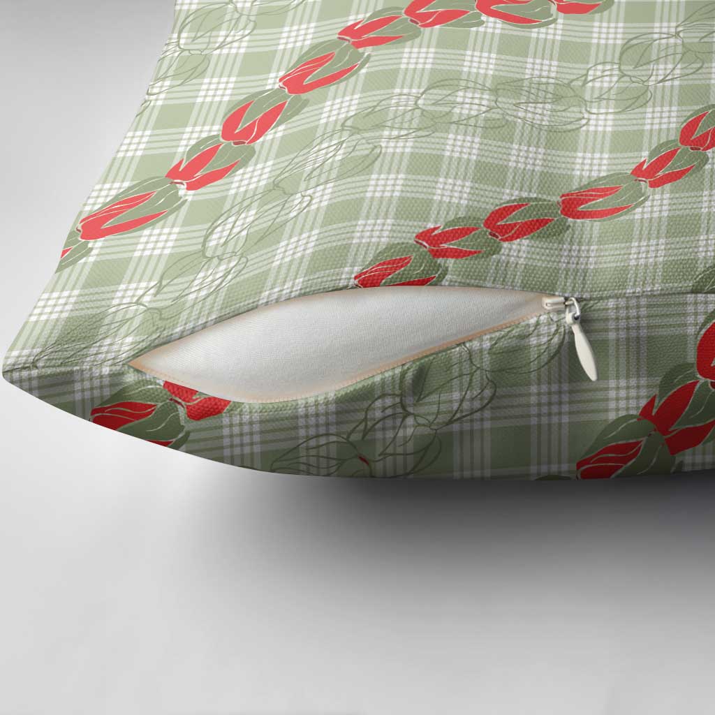 Omaomao Aloha Hawaii Pillow Cover Rosebud Lei With Palaka Motif - Polynesian Pride