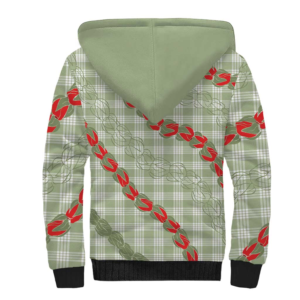 Omaomao Aloha Hawaii Sherpa Hoodie Rosebud Lei With Palaka Motif - Polynesian Pride