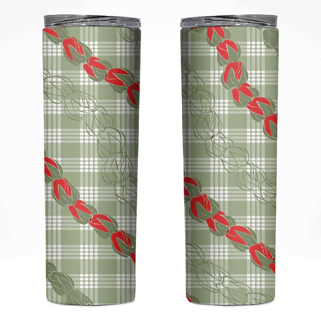 Omaomao Aloha Hawaii Skinny Tumbler Rosebud Lei With Palaka Motif - Polynesian Pride