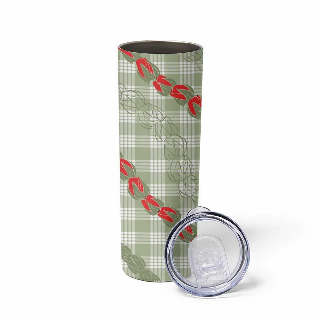 Omaomao Aloha Hawaii Skinny Tumbler Rosebud Lei With Palaka Motif - Polynesian Pride