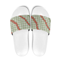 Omaomao Aloha Hawaii Slide Sandals Rosebud Lei With Palaka Motif - Polynesian Pride