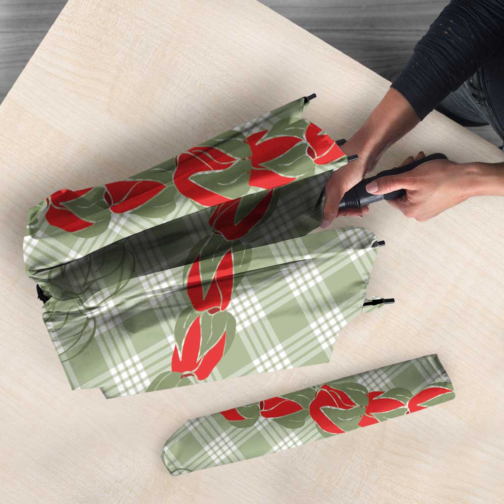 Omaomao Aloha Hawaii Umbrella Rosebud Lei With Palaka Motif - Polynesian Pride