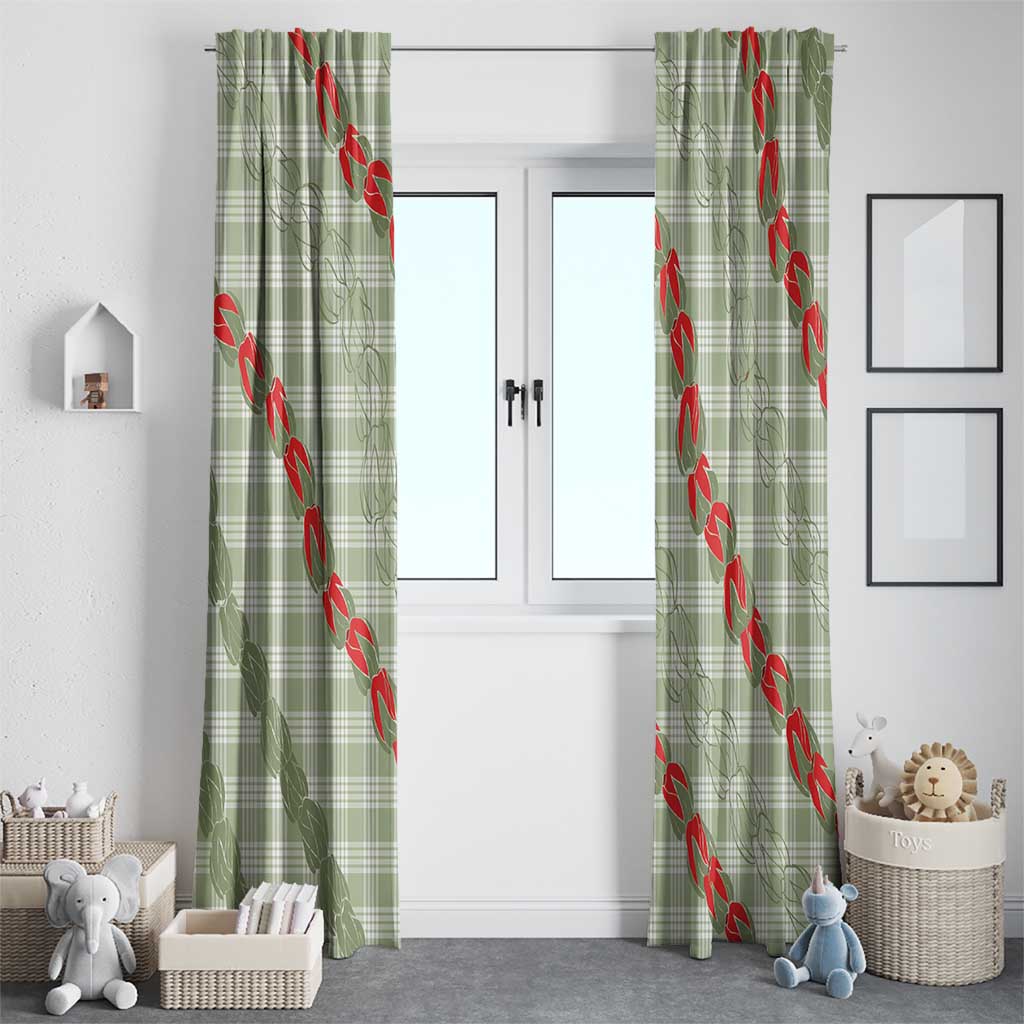 Omaomao Aloha Hawaii Window Curtain Rosebud Lei With Palaka Motif - Polynesian Pride