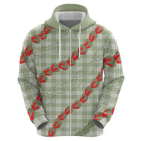 Omaomao Aloha Hawaii Zip Hoodie Rosebud Lei With Palaka Motif - Polynesian Pride