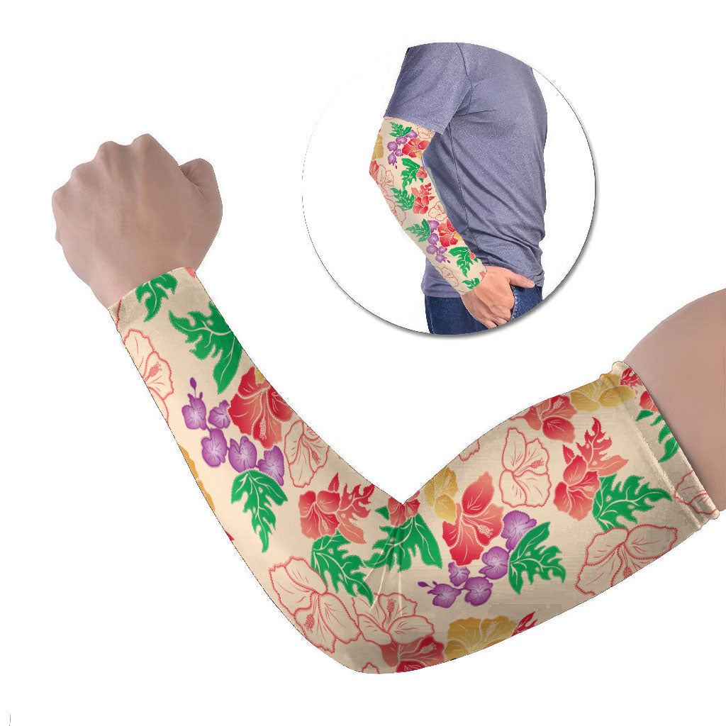 Colorful Aloha Hawaii Hibiscus Orchid Seamless Arm Sleeves LT14 Set of 2 Colorful - Polynesian Pride