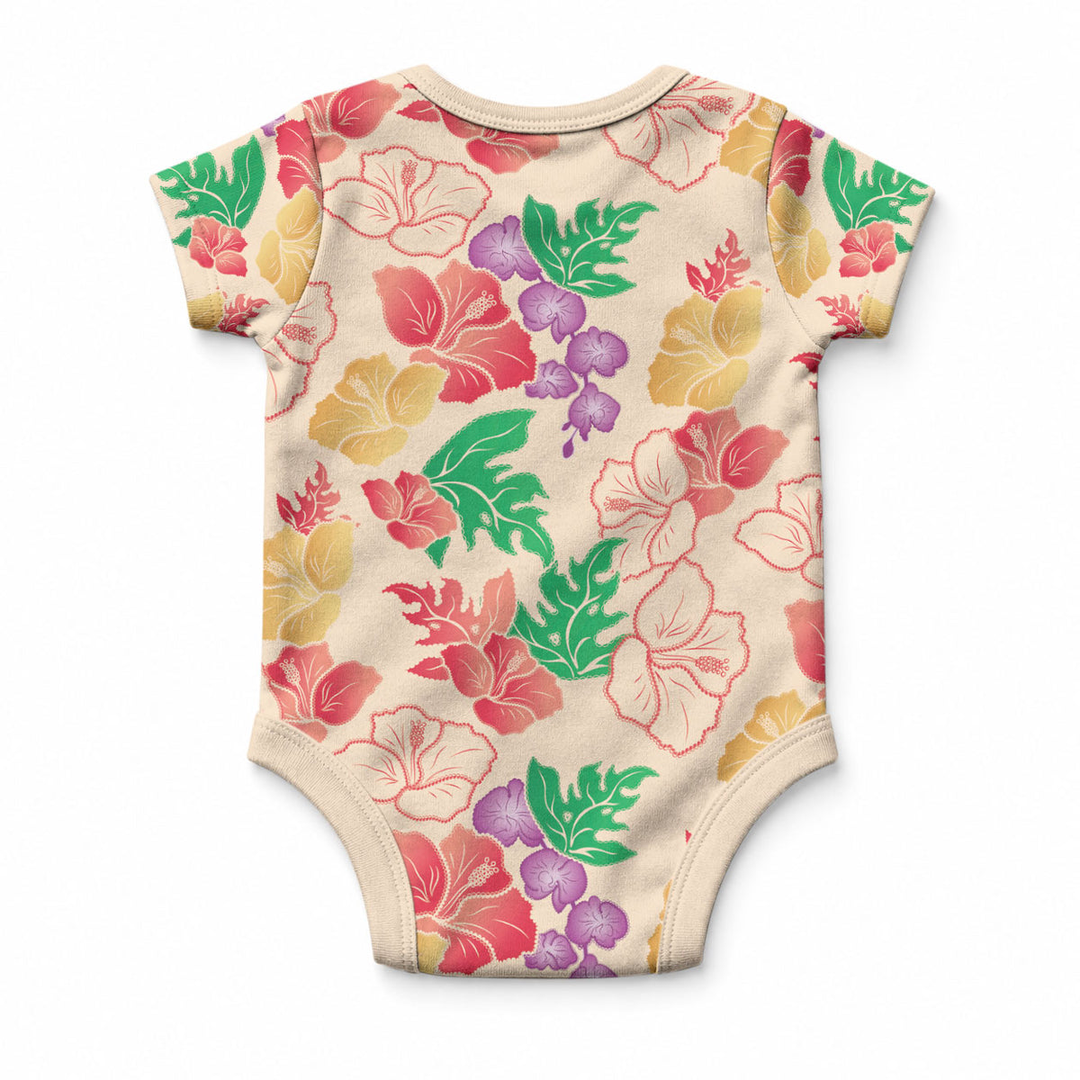 Colorful Aloha Hawaii Hibiscus Orchid Seamless Baby Onesie
