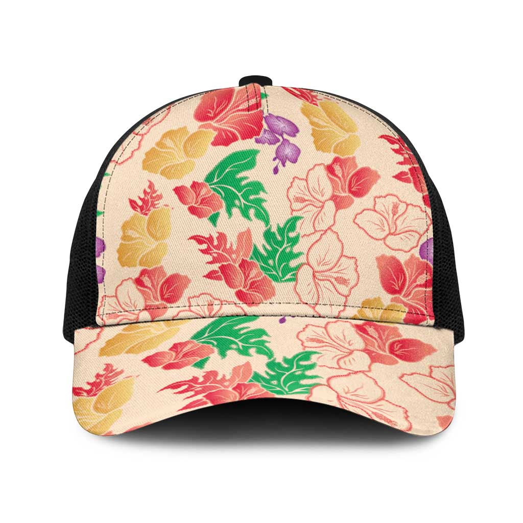 Colorful Aloha Hawaii Hibiscus Orchid Seamless Baseball Net Cap