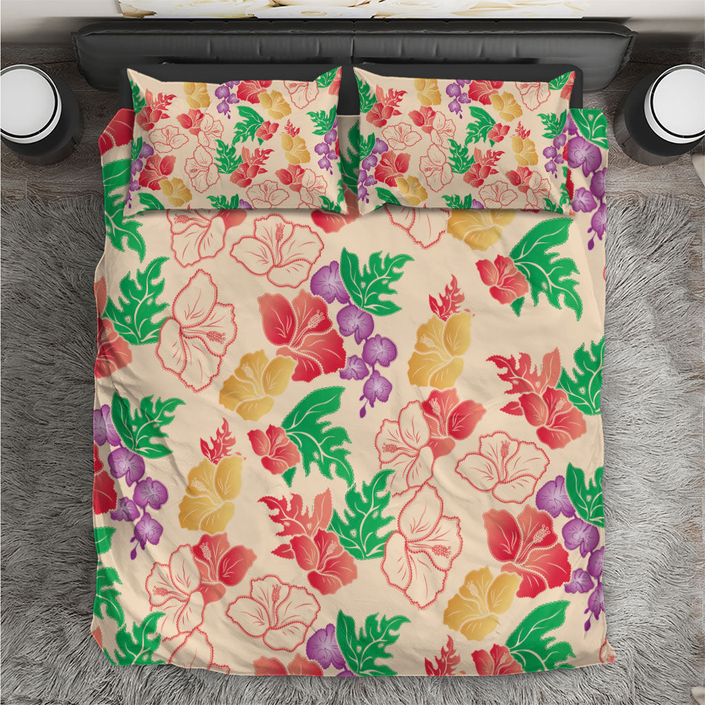 Colorful Aloha Hawaii Hibiscus Orchid Seamless Bedding Set