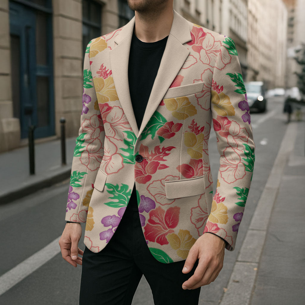 Colorful Aloha Hawaii Hibiscus Orchid Seamless Blazer