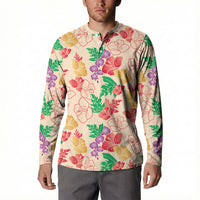 Colorful Aloha Hawaii Hibiscus Orchid Seamless Button Sweatshirt