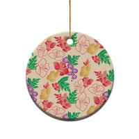 Colorful Aloha Hawaii Hibiscus Orchid Seamless Ceramic Ornament