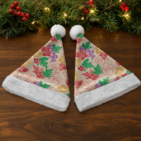 Colorful Aloha Hawaii Hibiscus Orchid Seamless Christmas Santa Hat