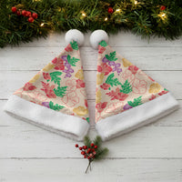 Colorful Aloha Hawaii Hibiscus Orchid Seamless Christmas Santa Hat