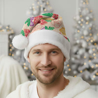Colorful Aloha Hawaii Hibiscus Orchid Seamless Christmas Santa Hat
