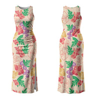 Colorful Aloha Hawaii Hibiscus Orchid Seamless Couples Matching Tank Maxi Dress and Hawaiian Shirt