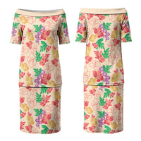 Colorful Aloha Hawaii Hibiscus Orchid Seamless Family Matching Puletasi and Hawaiian Shirt