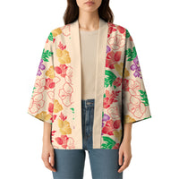Colorful Aloha Hawaii Hibiscus Orchid Seamless Kimono