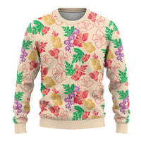 Colorful Aloha Hawaii Hibiscus Orchid Seamless Ugly Christmas Sweater