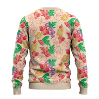 Colorful Aloha Hawaii Hibiscus Orchid Seamless Ugly Christmas Sweater