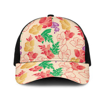 Colorful Aloha Hawaii Hibiscus Orchid Seamless Mesh Trucker Cap