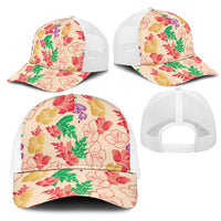 Colorful Aloha Hawaii Hibiscus Orchid Seamless Mesh Trucker Cap
