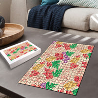 Colorful Aloha Hawaii Hibiscus Orchid Seamless Puzzle