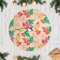 Colorful Aloha Hawaii Hibiscus Orchid Seamless Tree Skirt