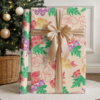 Colorful Aloha Hawaii Hibiscus Orchid Seamless Wrapping Paper