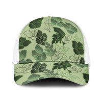 Vesuvian Green Aloha Hawaii Hibiscus Orchid Seamless Baseball Net Cap