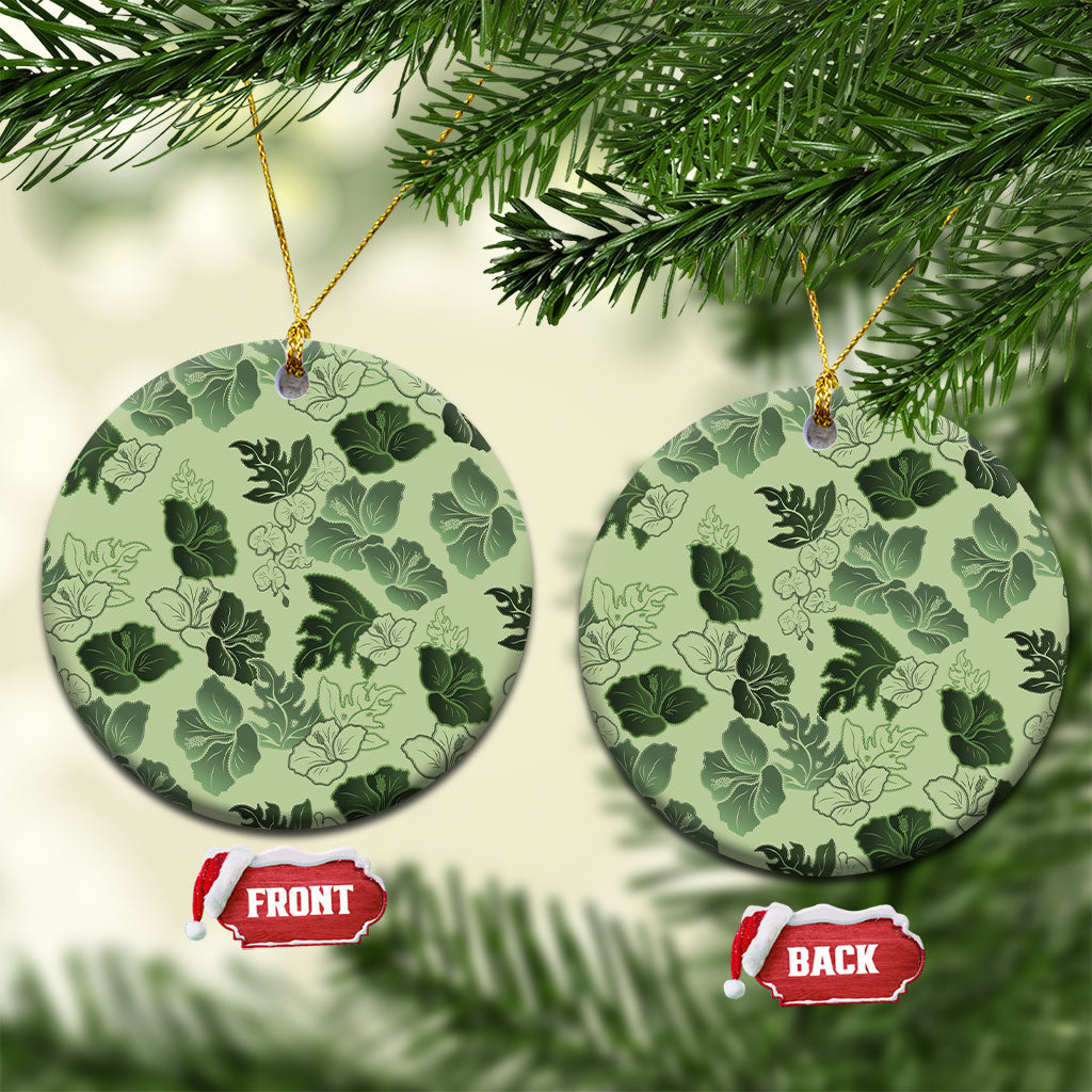 Vesuvian Green Aloha Hawaii Hibiscus Orchid Seamless Ceramic Ornament