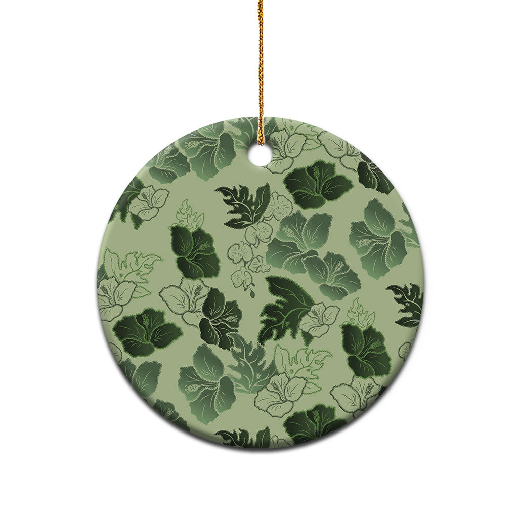 Vesuvian Green Aloha Hawaii Hibiscus Orchid Seamless Ceramic Ornament