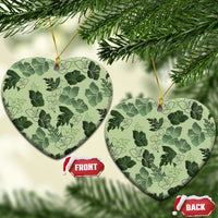 Vesuvian Green Aloha Hawaii Hibiscus Orchid Seamless Ceramic Ornament