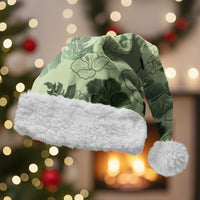 Vesuvian Green Aloha Hawaii Hibiscus Orchid Seamless Christmas Santa Hat