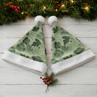 Vesuvian Green Aloha Hawaii Hibiscus Orchid Seamless Christmas Santa Hat