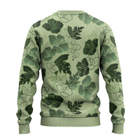Vesuvian Green Aloha Hawaii Hibiscus Orchid Seamless Ugly Christmas Sweater