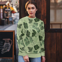 Vesuvian Green Aloha Hawaii Hibiscus Orchid Seamless Ugly Christmas Sweater