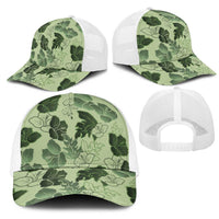 Vesuvian Green Aloha Hawaii Hibiscus Orchid Seamless Mesh Trucker Cap