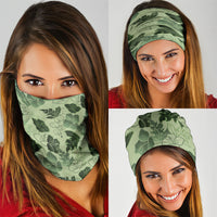 Vesuvian Green Aloha Hawaii Hibiscus Orchid Seamless Neck Gaiter