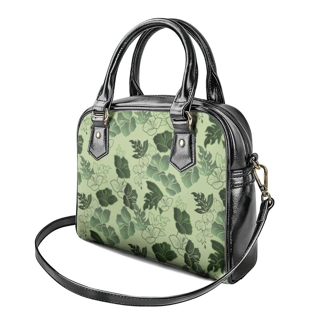 Vesuvian Green Aloha Hawaii Hibiscus Orchid Seamless Shoulder Handbag