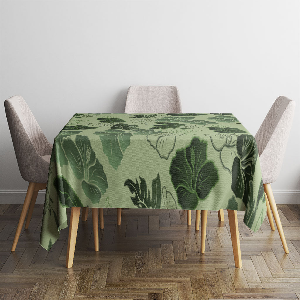 Vesuvian Green Aloha Hawaii Hibiscus Orchid Seamless Tablecloth