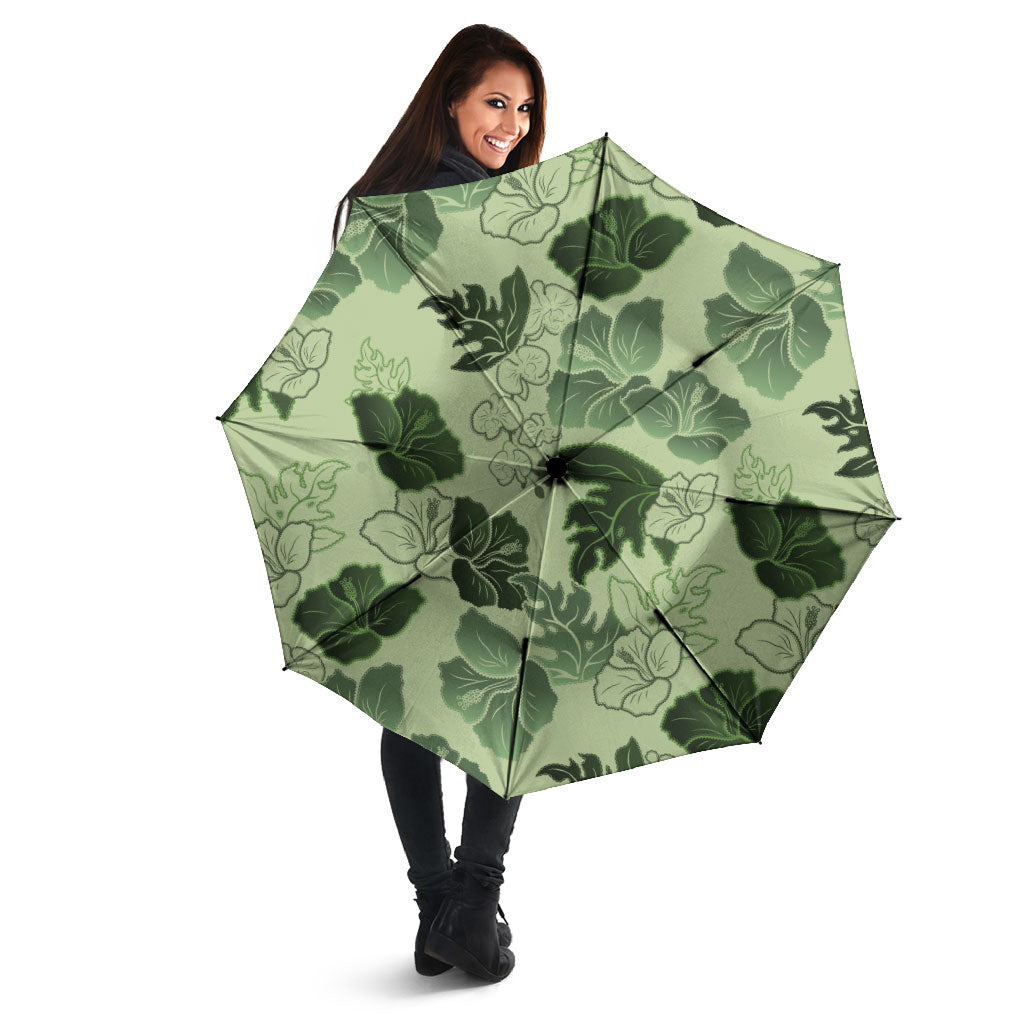Vesuvian Green Aloha Hawaii Hibiscus Orchid Seamless Umbrella