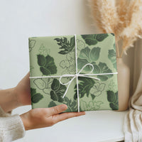 Vesuvian Green Aloha Hawaii Hibiscus Orchid Seamless Wrapping Paper
