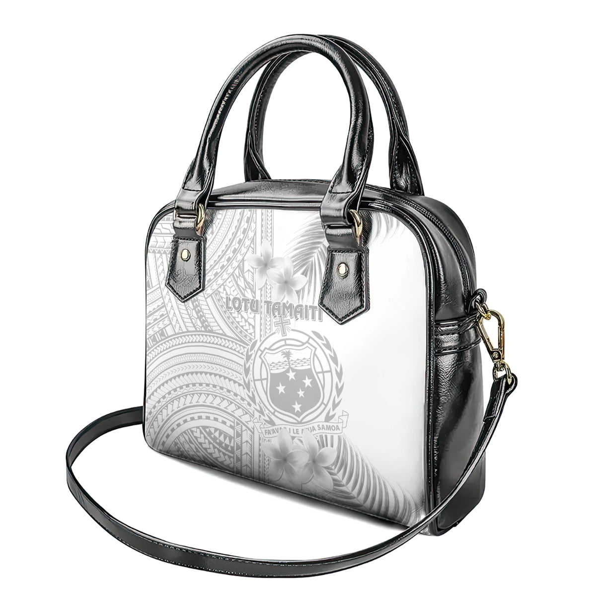 Samoa White Sunday Shoulder Handbag Manuia le Aso Sa o Tamaiti Polynesian Plumeria LT14 - Polynesian Pride