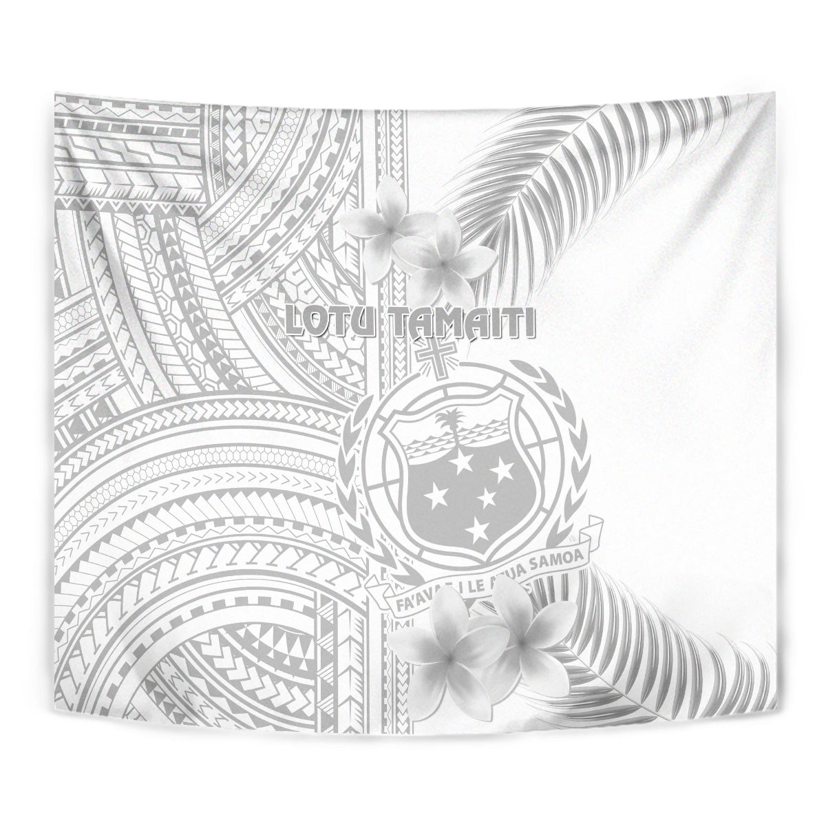 Samoa White Sunday Tapestry Manuia le Aso Sa o Tamaiti Polynesian Plumeria LT14 - Polynesian Pride