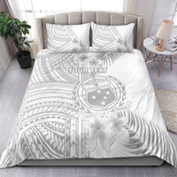 Personalised Samoa White Sunday Bedding Set Manuia le Aso Sa o Tamaiti Polynesian Plumeria LT14 - Polynesian Pride