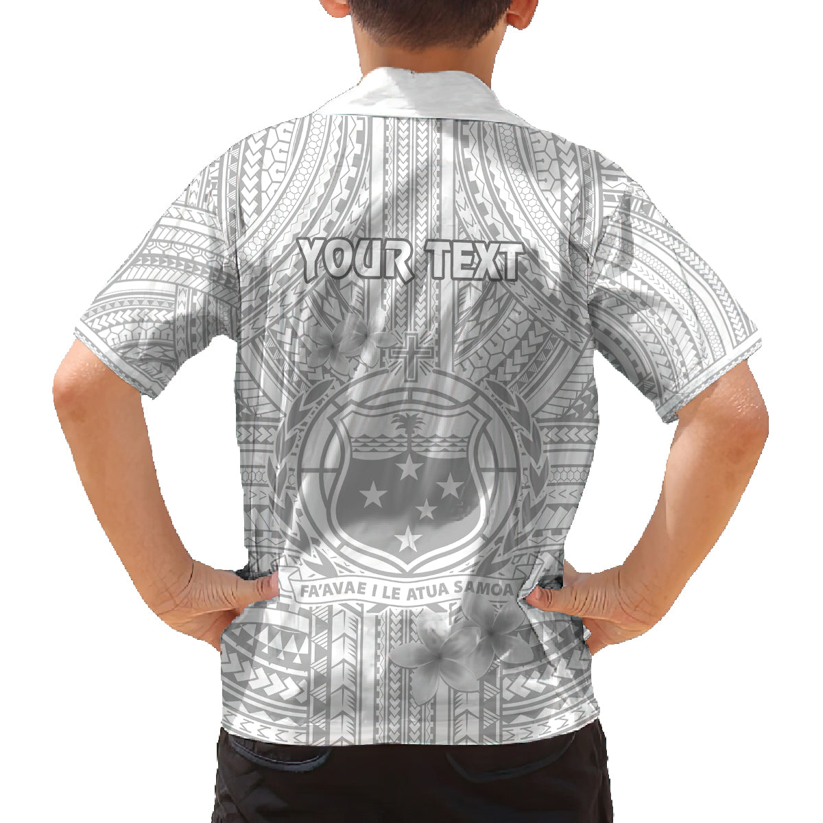 personalised-samoa-white-sunday-family-matching-long-sleeve-bodycon-dress-and-hawaiian-shirt-manuia-le-aso-sa-o-tamaiti-polynesian-plumeria