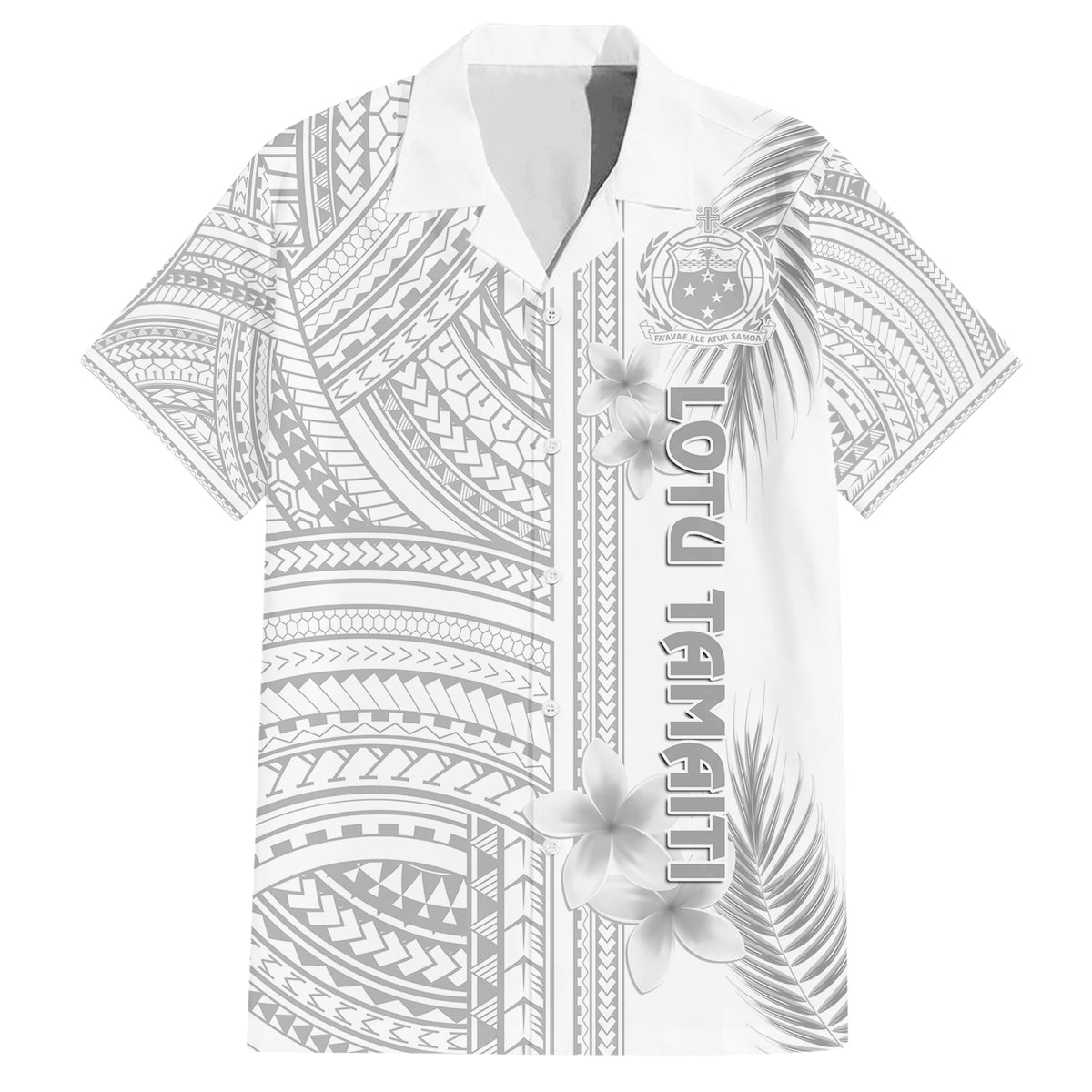 personalised-samoa-white-sunday-hawaiian-shirt-manuia-le-aso-sa-o-tamaiti-polynesian-plumeria