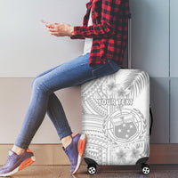 Personalised Samoa White Sunday Luggage Cover Manuia le Aso Sa o Tamaiti Polynesian Plumeria LT14 - Polynesian Pride